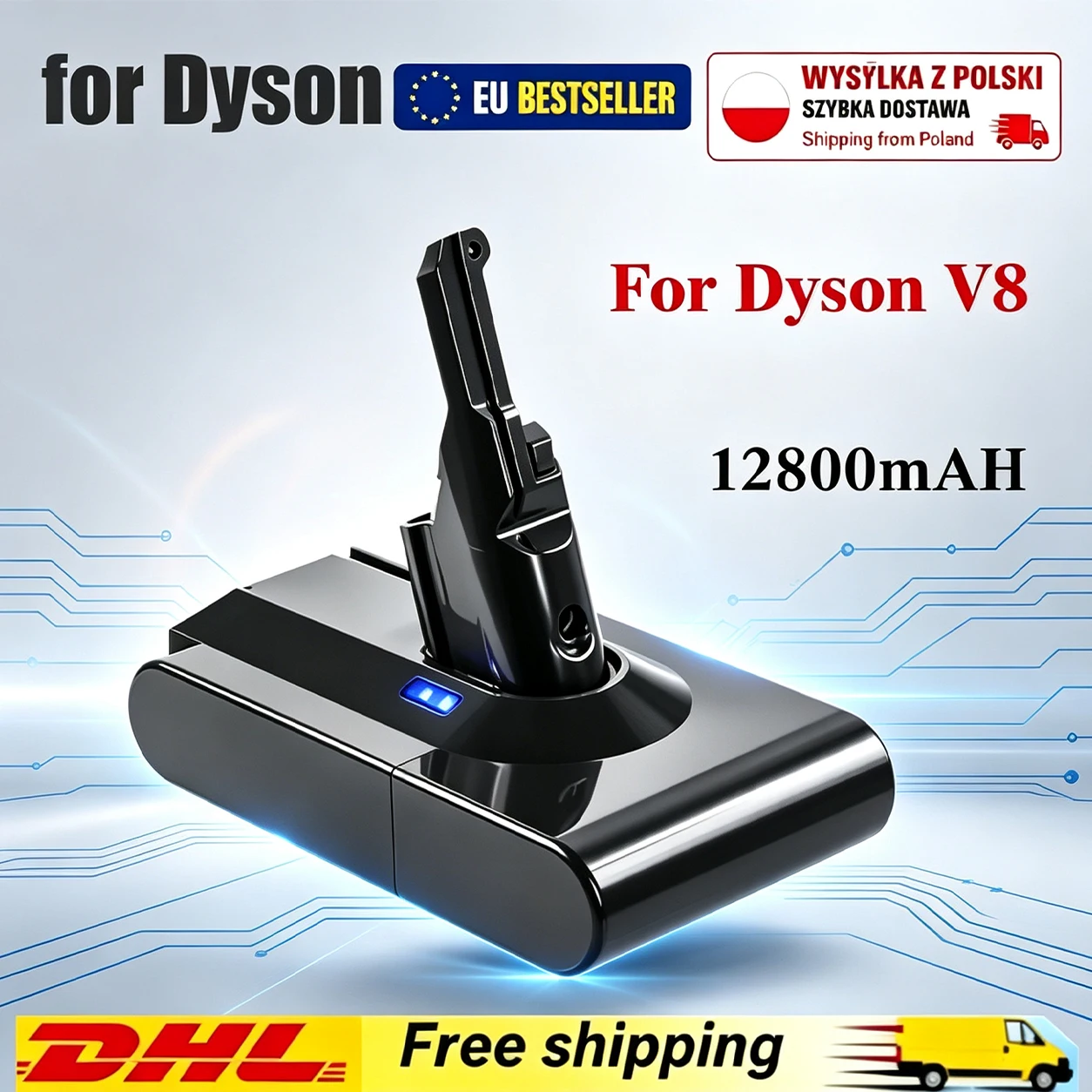 100% NEU 21,6V 12800mAh Ersatzakku für Dyson V8 Absolute kabellosen Staubsauger