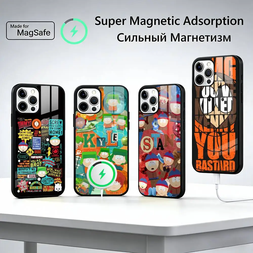 

S-South P-Park Cartoon Phone Case For iPhone17,16,15,14,13,12,11 Plus,Pro Max, New Magnetic Wireless Charging