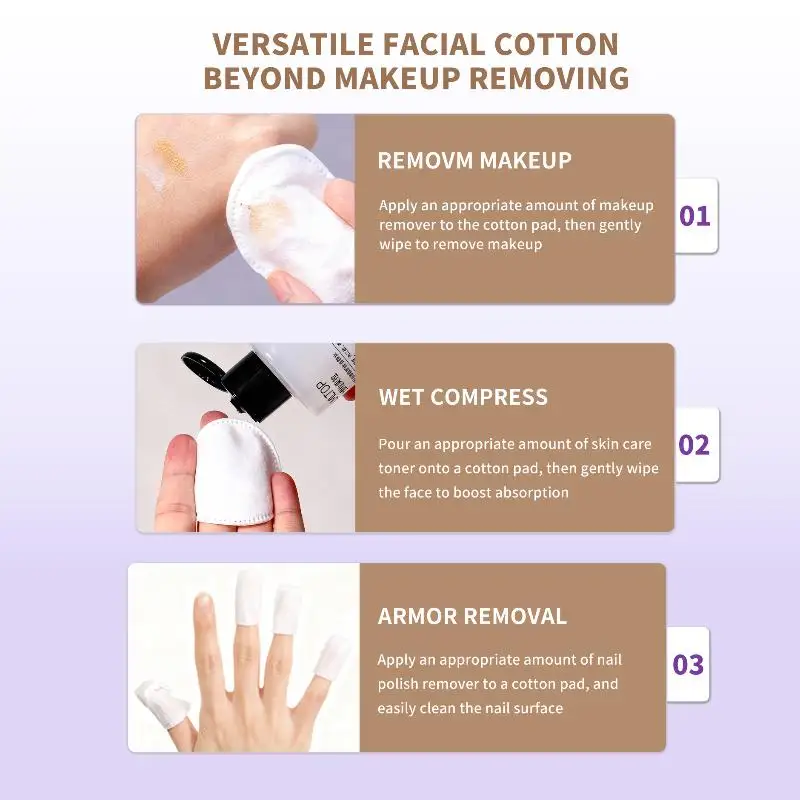 Makeup Removal Cotton Pads 300 600 1200pcs Soft Pearl Embossed Notched Design for Gentle Skin Cleansing