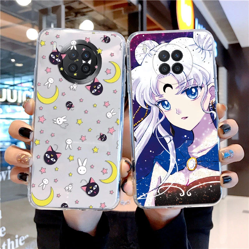Caixa de telefone de silicone transparente para huawei nova 8i honra 50 lite, marinheiros, coelho, meninas bonitos, gato, desenhos animados