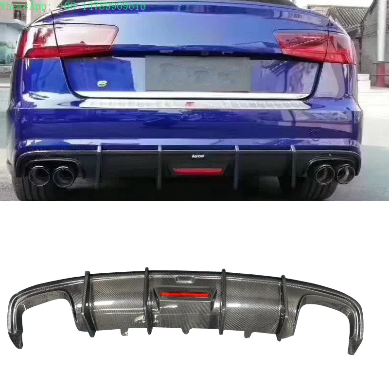 A6 A6L S6 Carbon Fiber Rear Diffuser with Light for  A6 A6L S6 2016-2018 Common Version