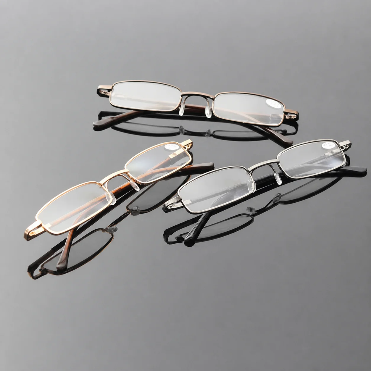 Portable Small Rectangular Metal Reading Glasses Metal Frame Anti Blue Light Eyeglasses Retro Unisex Pocket Size Eyewear