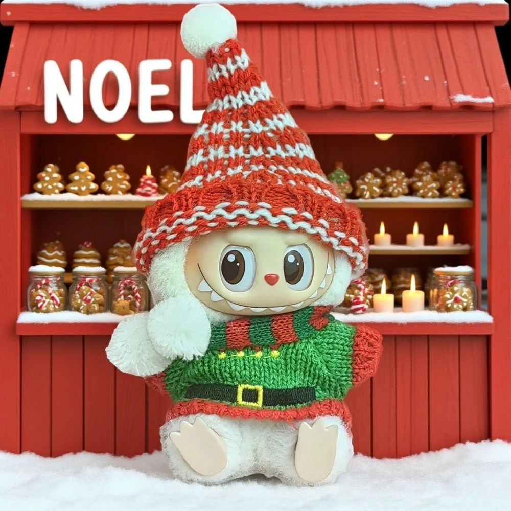 

Doll Clothes For 15-17CM Labubu Clothing Merry Christmas Hat Scarf Elk Snowman Set Mini Plush Doll Accessory New Year Dress Gift