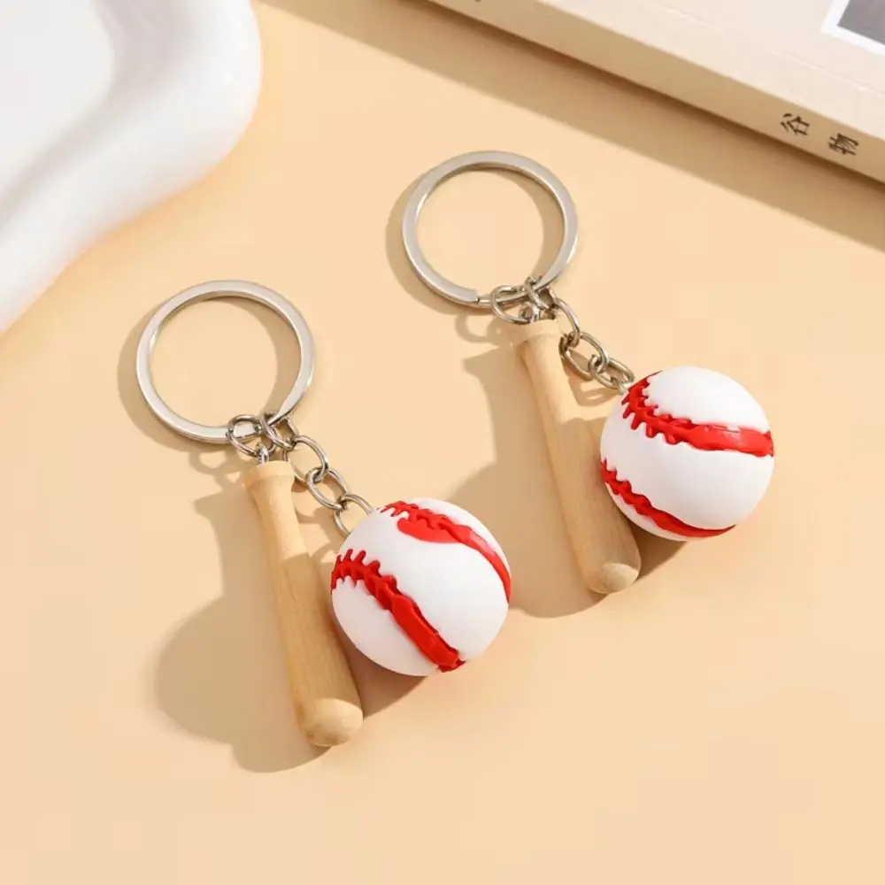 Novelty Soft PVC Baseball Keychain Baseball Shape Lifelike Sports Key Ring Mini Size Mini PVC Pendant For Men Women