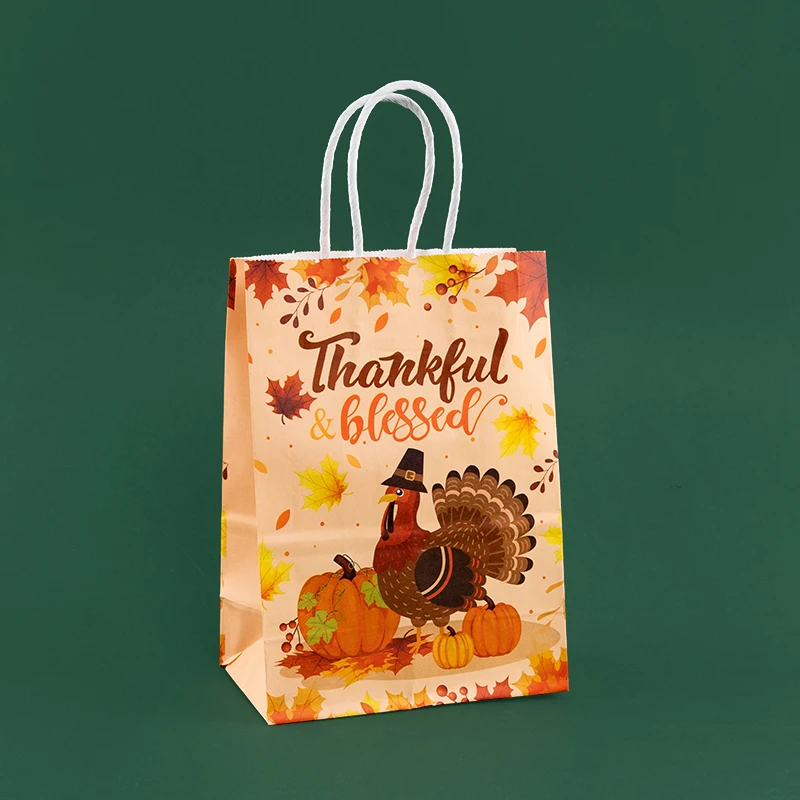 StoBag, Thanksgiving Eco-Friendly Kraft Paper Bags, ideal for packing Goodies, Presents, Candy, Perfect for Parties, 12/30pcs