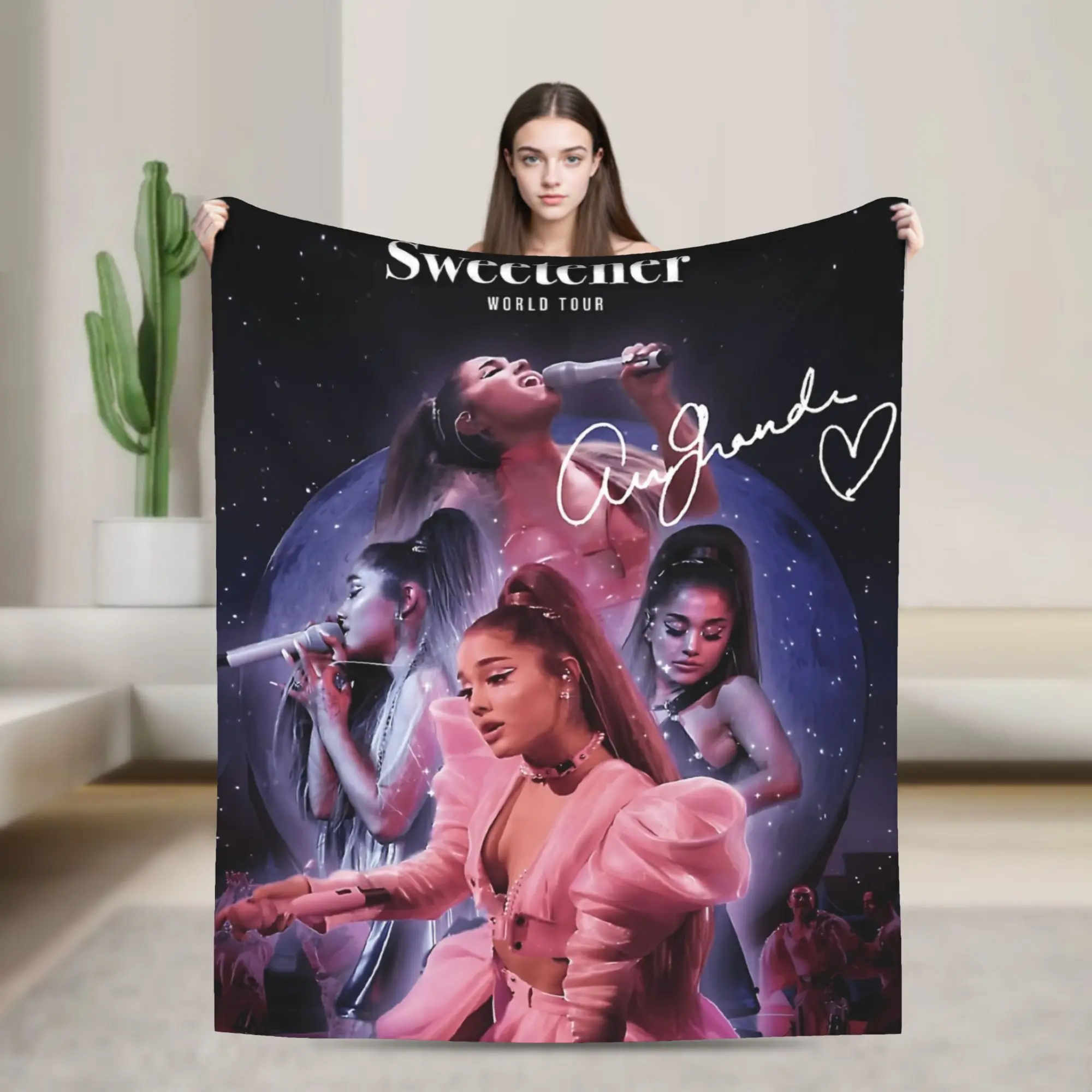 

Ariana Vintage Pop Music R&B Coral Fleece Plush Throw Blankets The Best Singer Grande Blanket for Bed Outdoor Warm Bed Rug,