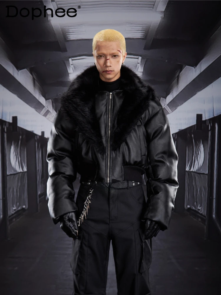 

Men's 2025 Winter New High-End Lapel Thickened Parkas Masculinity Handsome Long Sleeve Coats Male Loose Comfort Zipper Parkas