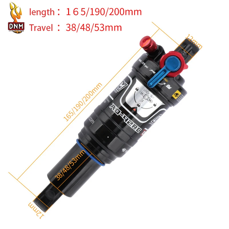 DNM AO42RC 165 190 200mm Air Pressure Adjustable Mtb Bike Accessories Air Shock Absorber