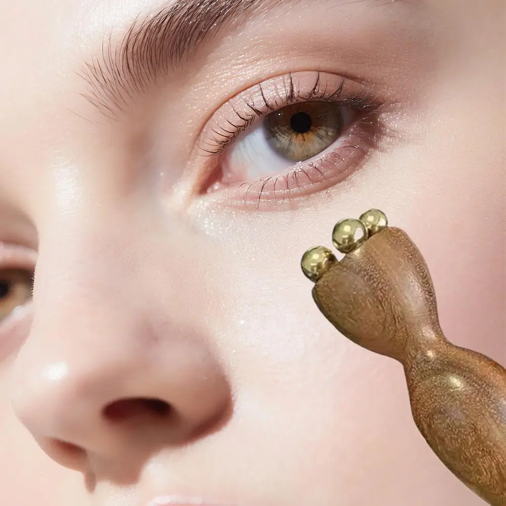 

1pc Face Massage Tools Lotus Seedpod Beauty Brass & Rosewood Dark Circles Gua Sha Tool Eye Relaxation Meridians Acupoint Massage