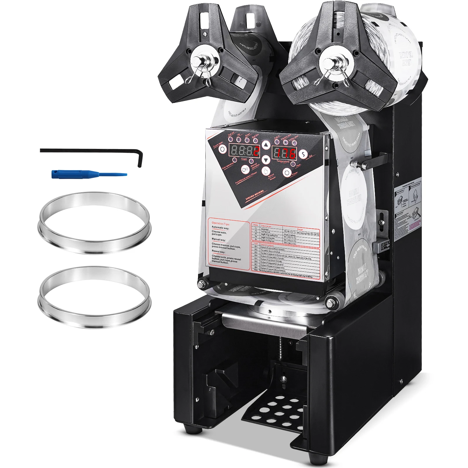 

SucceBuy Fully Automatic Cup Sealing Machine 500-650 Cups/H Cup Sealer Machine for 90/95mm PP/PE/Paper Milk Boba Tea/Coffee Cup
