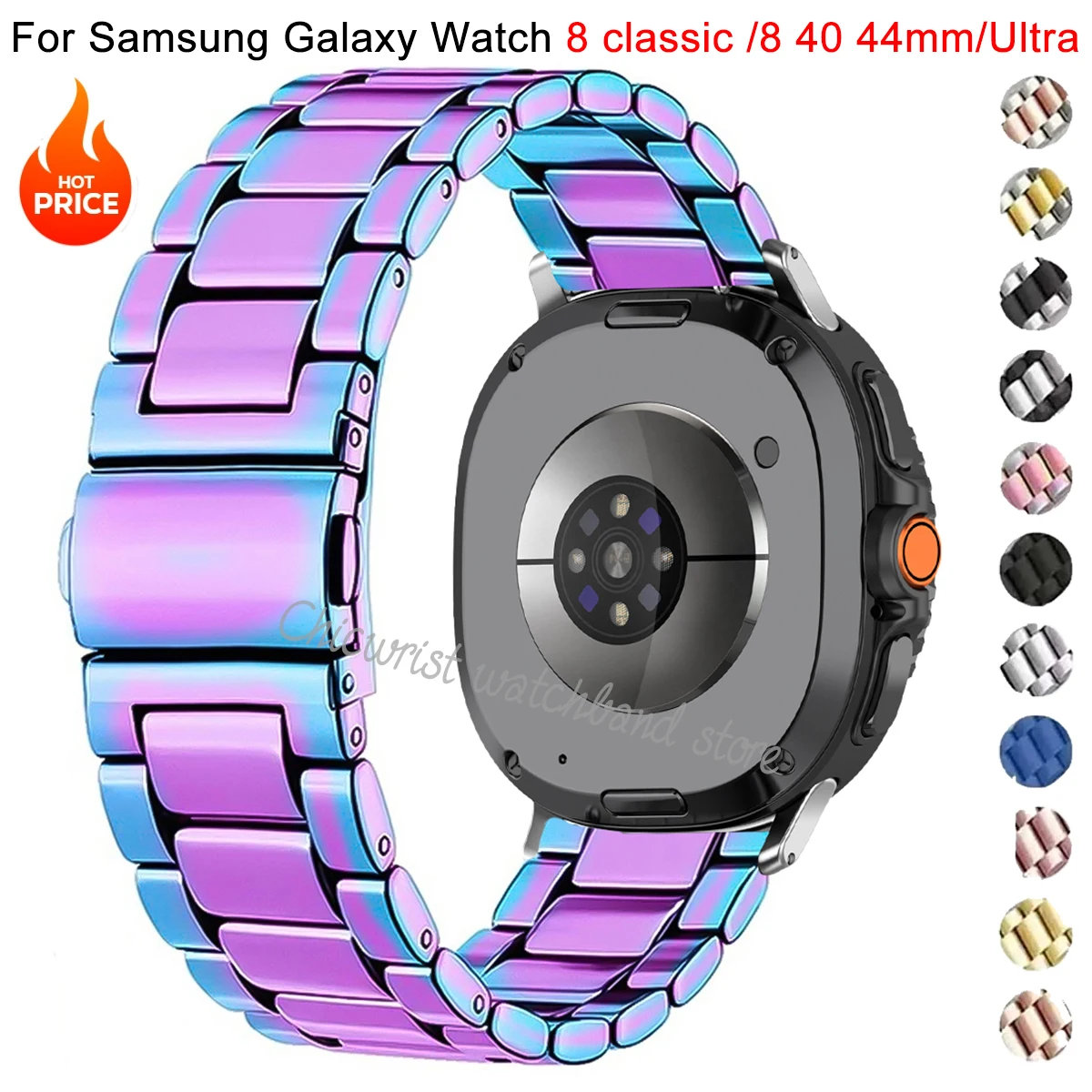 Ремешок из нержавеющей стали для Samsung Galaxy Watch 8 classic 46, металлический ремешок для часов, браслет Correa для Galaxy Watch8 40, 44 мм, ультра-браслет