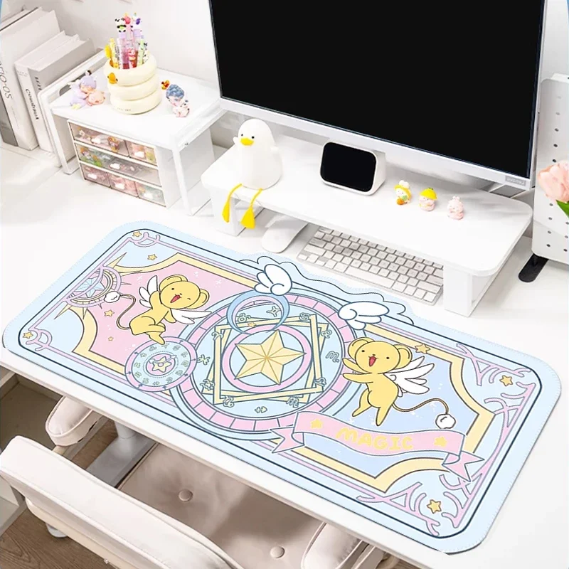 

Игровые коврики для мыши с рисунком аниме, милые резиновые нескользящие настольные коврики для волшебной девушки, кавайный розовый коврик для компьютерной клавиатуры, декор для офисного стола