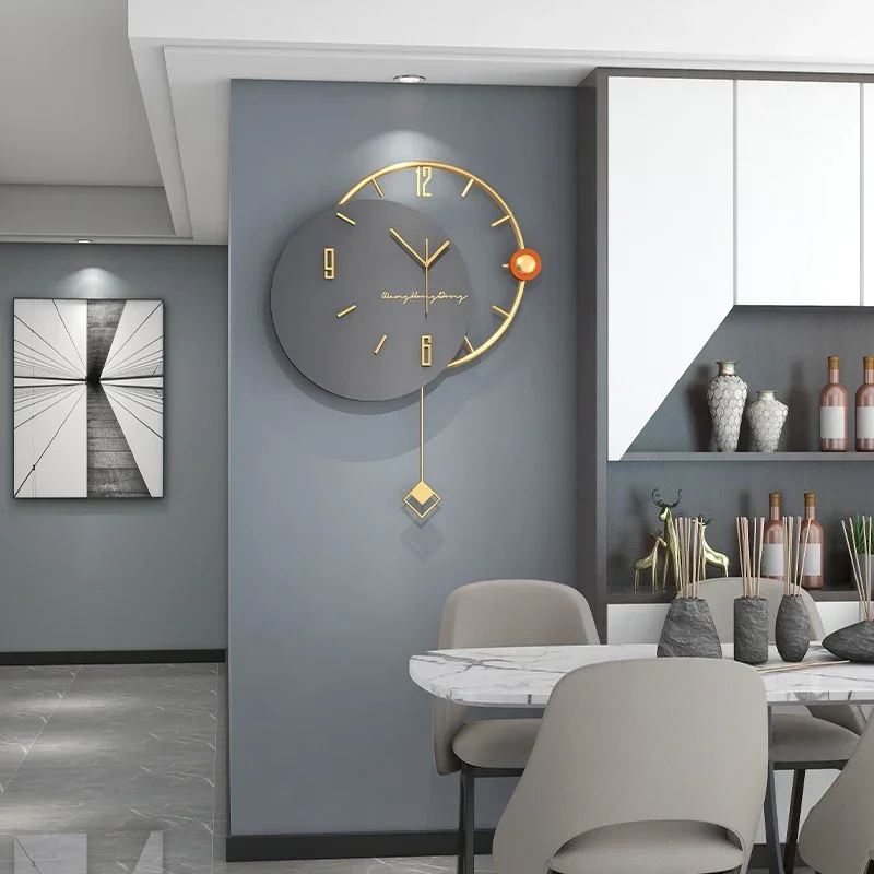 For Large 3D Nordic Swingable Art Wall Clock, Modern Design, Silent Home Decoration, Hanging Horologe