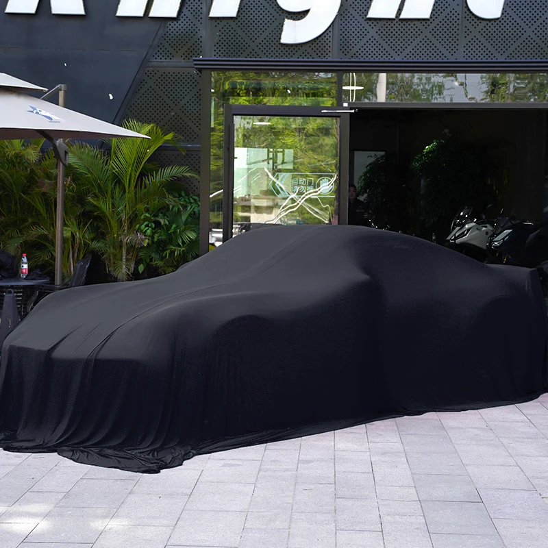 Dustproof Smooth Fabric Custom Silk Car Exhibition Reveal Cover for Car Exhibition