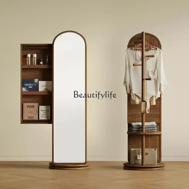 FG11Nordic solid wood full-body floor mirror household rotatable multi-functional hanger full-length mirror