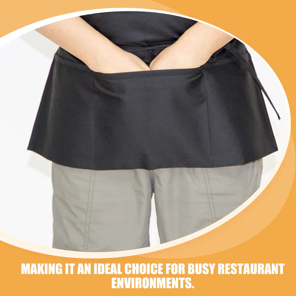 نصف مريلة لخادم المطاعم غطاء الخصر مع ثلاثة جيوب مريلة عمل المطبخ مقهى فندق الموظفين الزي الرسمي #6