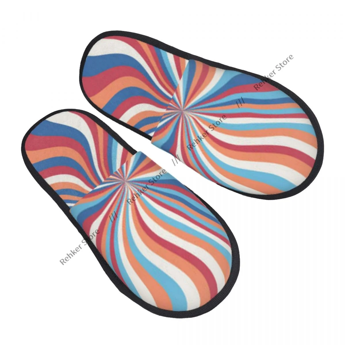 Indoor Slippers Abstract Psychedelic Groovy Background Plush Slipper Autumn Winter Shoes House Flat Floor for Bedroom
