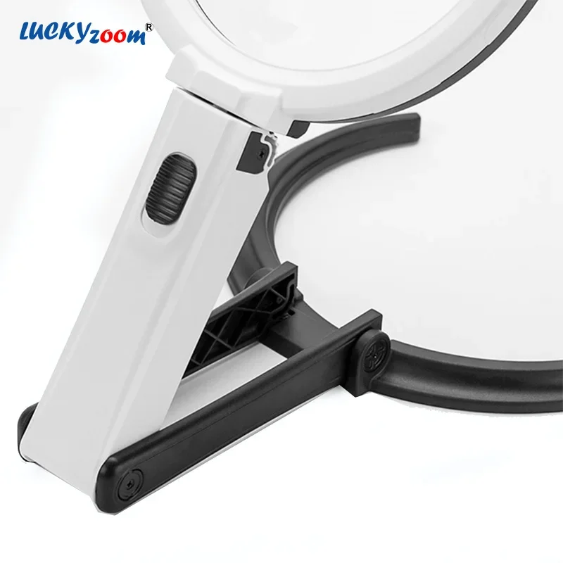 130MM Large Reading Magnifier 1.8X 5X 12 LED Foldable Magnifying Glass EU Plug-in Illuminated Magnifier Lamp Table Read Lupa