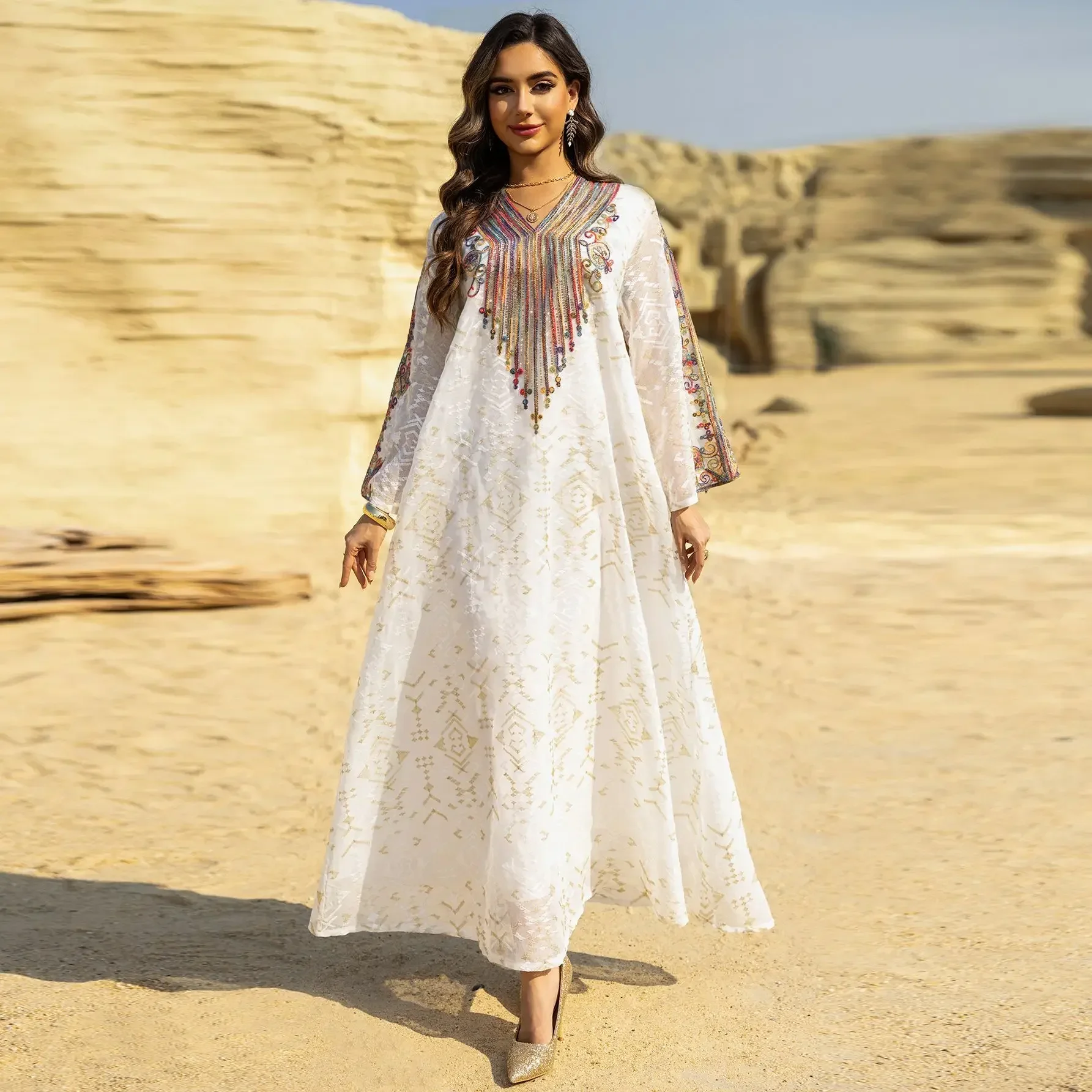 

Eid Ramadan Dubai Abaya Sequins Embroidery Women Muslim Dress Kaftan Jalabiya Caftan Islam Clothing Musulmane Femme Vestidos