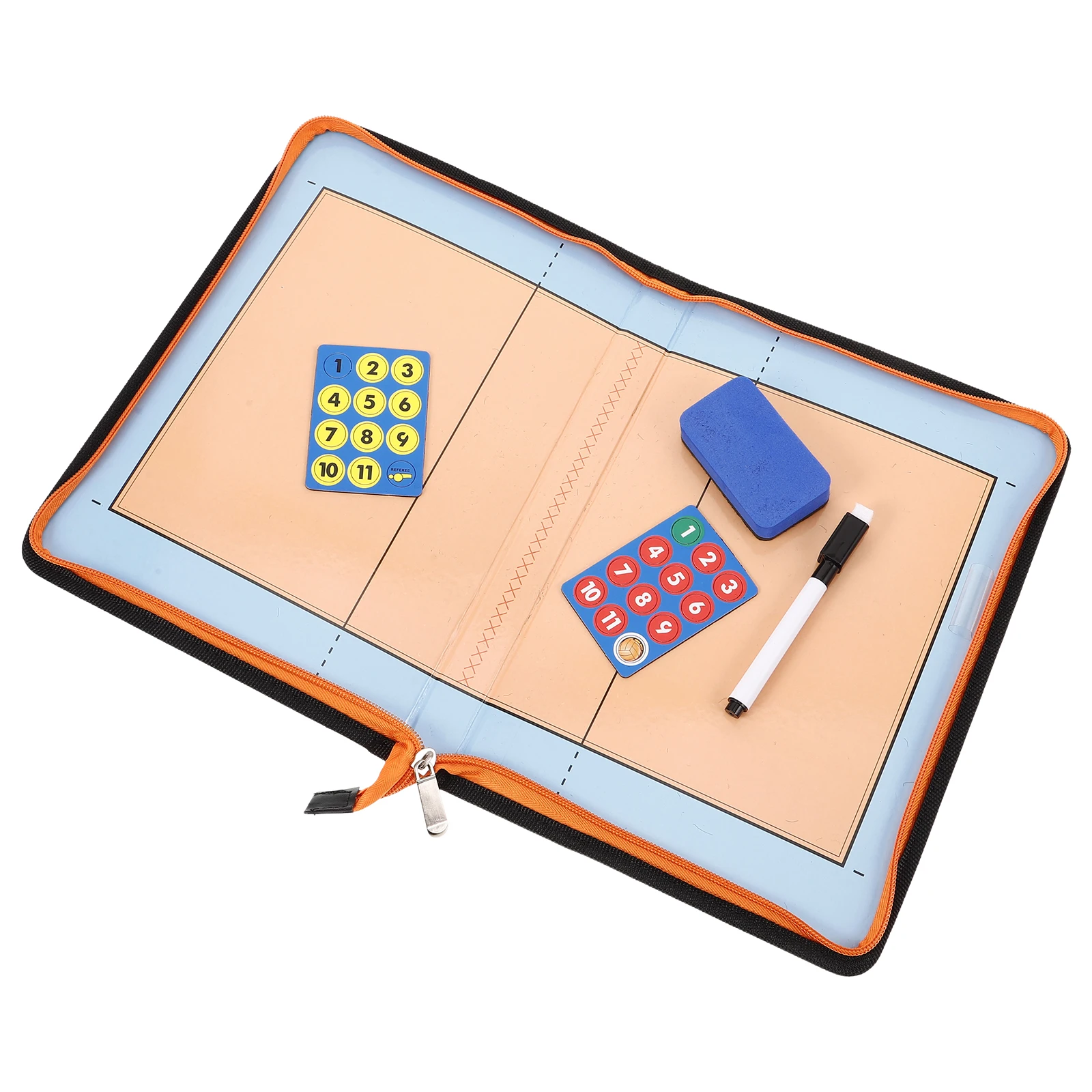 

1 set Zipper Folding Coaching Board For Volleyball Lightweight Pu Portable Tactical Clipboard With Magnetic Markers Dry