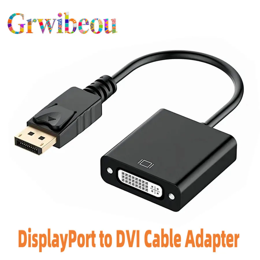 DisplayPort to DVI Cable Adapter Display Port DP to DVI Converter HD 1080p Male to Female For HDTV Monitor Projector PC Laptop