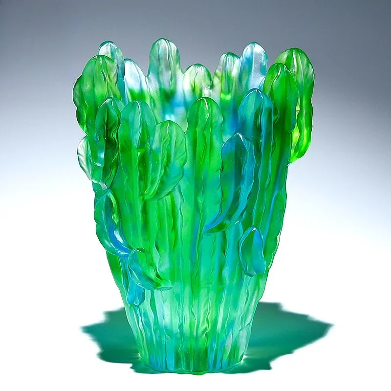 زخرفة مزهرية الصبار المزججة القديمة الراقية، تشكيلة زهور غرفة المعيشة، جو راقي، هووسورمينغ #2