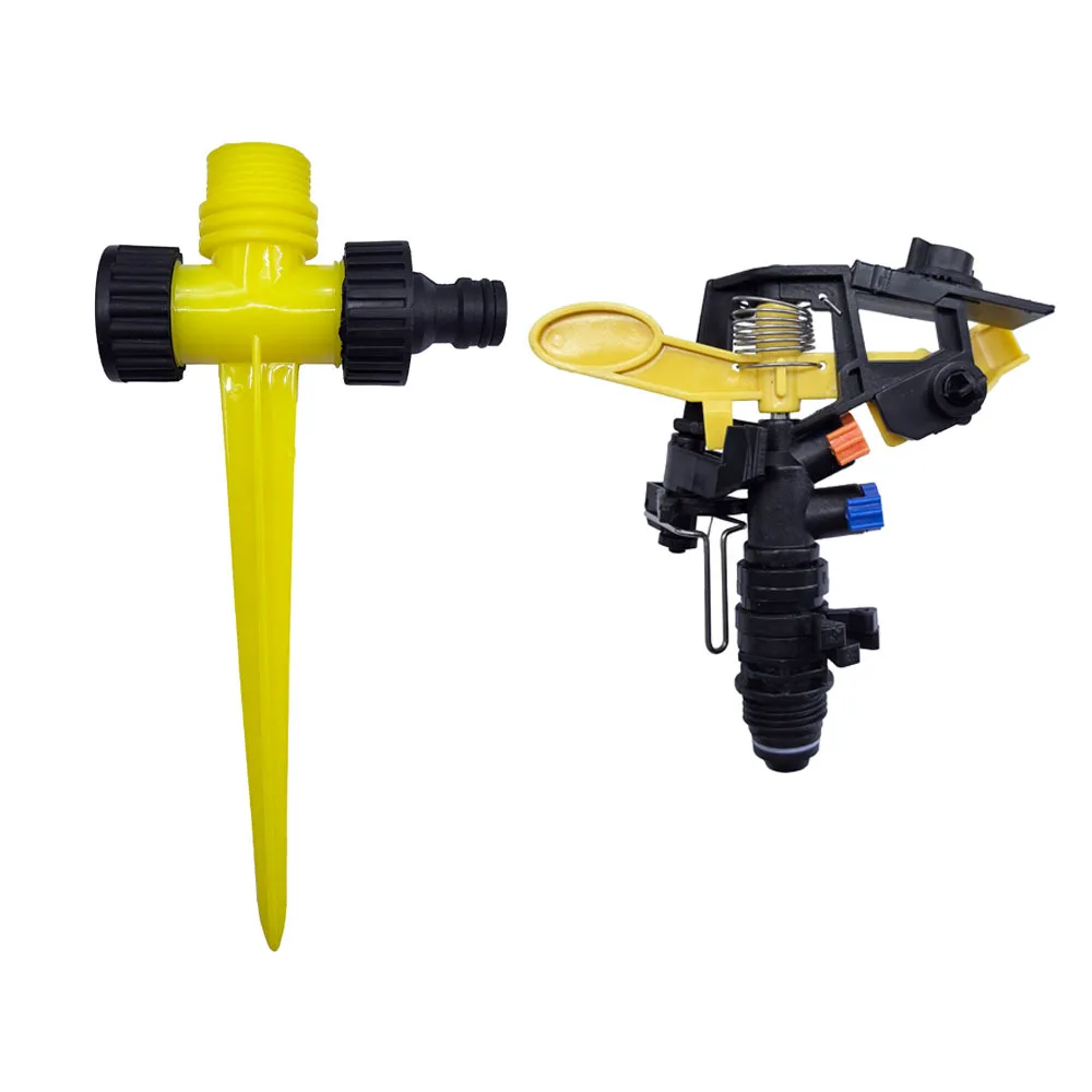 Adjustable Spiked Rocker Impact Sprinkler Garden Agriculture Watering Nozzle Lawn Irrigation Watering 360 Degrees Rotary Jet