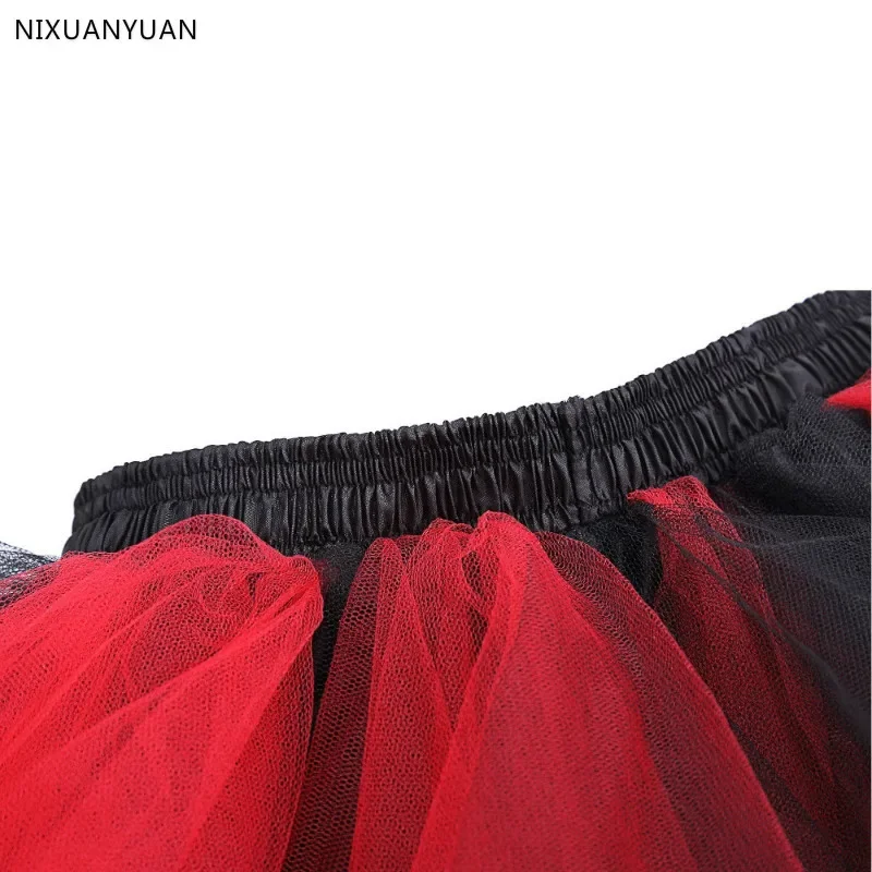 Tulle Short Wedding Petticoats for Vintage Bridal Underskirt Crinoline Petticoat Puffy Ball Gown Rockabilly Tutu Skirt Red Black