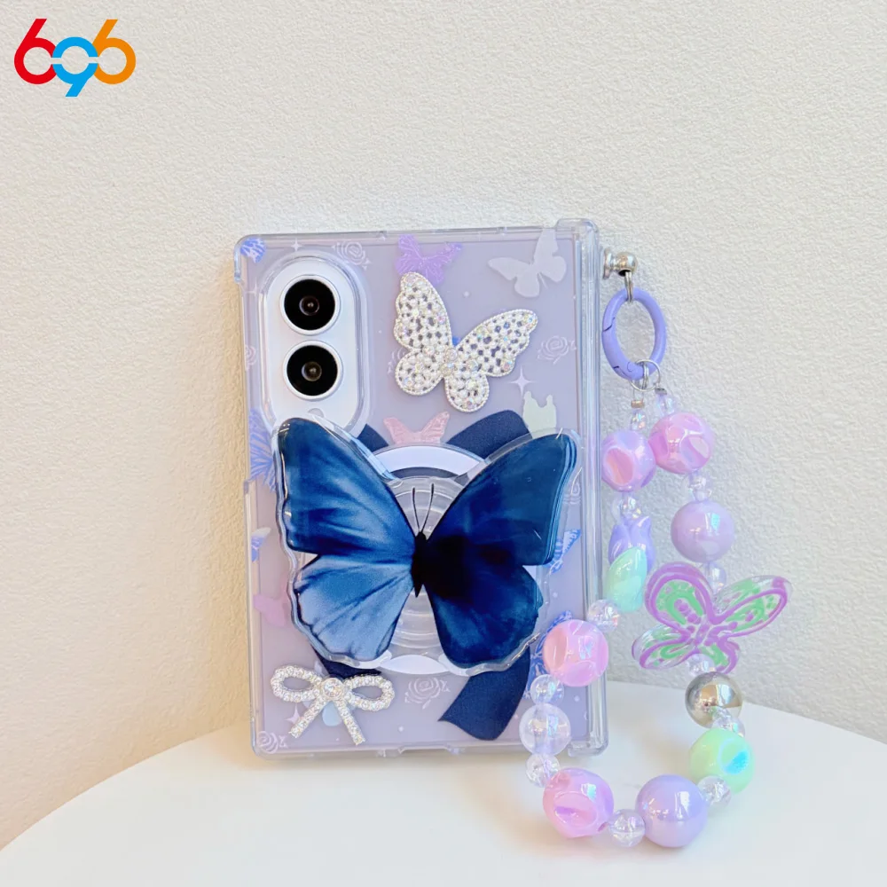 New Butterfly Bracket Foldable Phone Case With Chain Anti Fall Protective Shell For Samsung Z Fold 8ultra For Galaxy Z Fold8