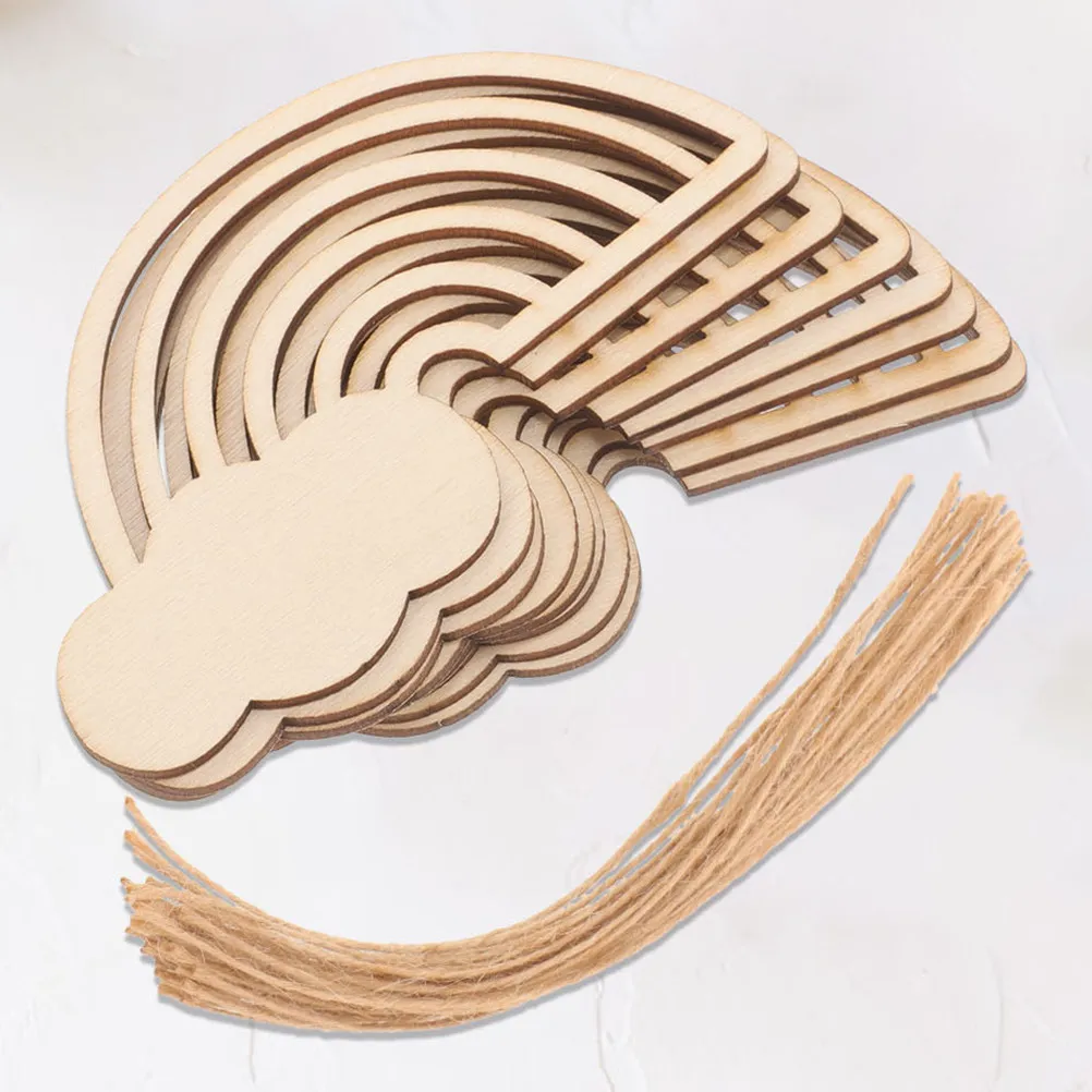 

60 шт. деревянных заготовок для поделок, радужные вырезки, неокрашенные деревянные элементы с гладкими краями, безопасные для росписи, декорирования, вечеринок, дома, подарков