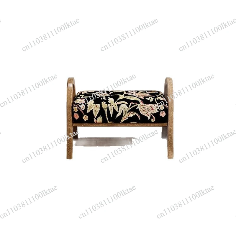 Solid Wood Bedside  Entrance Door Change Shoes Light Luxury High Sense Homestay Wear Pedal American Flower Stool