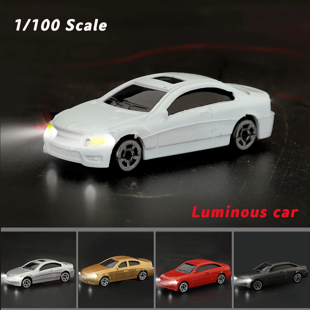 

5pcs 1:100 Miniature Car Model light Cars ABS Luminous Vehicles 12V ABS Toys DIY Architecture Building Layout for Diorama