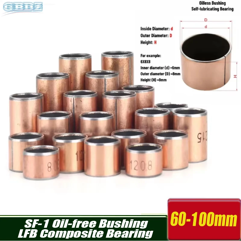 

1PCS Inner 60 65 70 80 100mm SF-1 Oil-free Bushing Self-lubricating Copper Bushing Guide Bushing LFB Composite Bearing