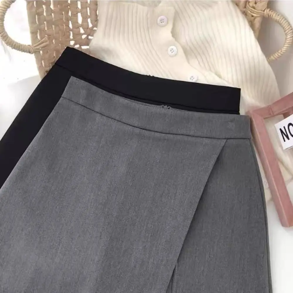 Fashion Black Grey High Waist Skirt Side Zipper Korean Fashion Short Skirt A-Line Skirt