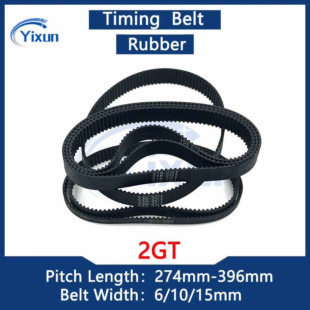 

2GT Rubber Closed Loop Timing Belt Length 274-396mm Width 6/10/15mm 2M Synchronous Belt For 3D Printer Accessory GT2 Drive Belt