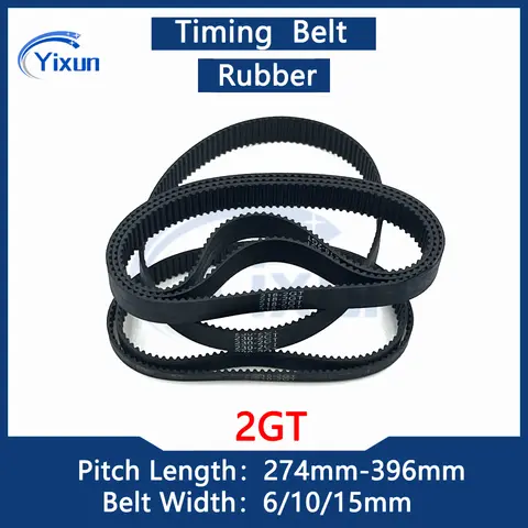 3D 프린터 액세서리용 2GT 고무 폐쇄 루프 타이밍 벨트, GT2 드라이브 벨트용 동기 벨트, 길이 274-396mm 너비, 6mm, 10mm, 15mm, 2M