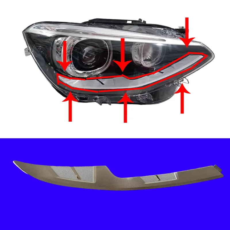 For BMW 1 Series F20 Xenon Headlight Trim Panel Internal Parts of Lamp Arch Panel Electroplated Decorative Strip Bright Strip