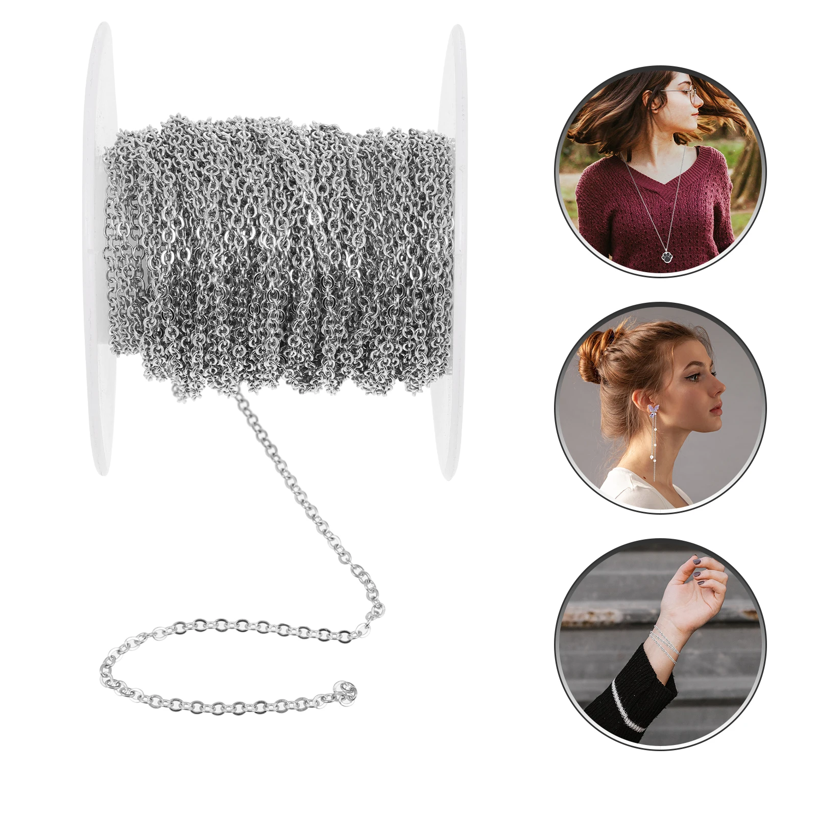 

The Chain Stainless Steel O-shaped Decorative Diy Link for Jewelry Making Chains Multipurpose Crafts Silver Accessories