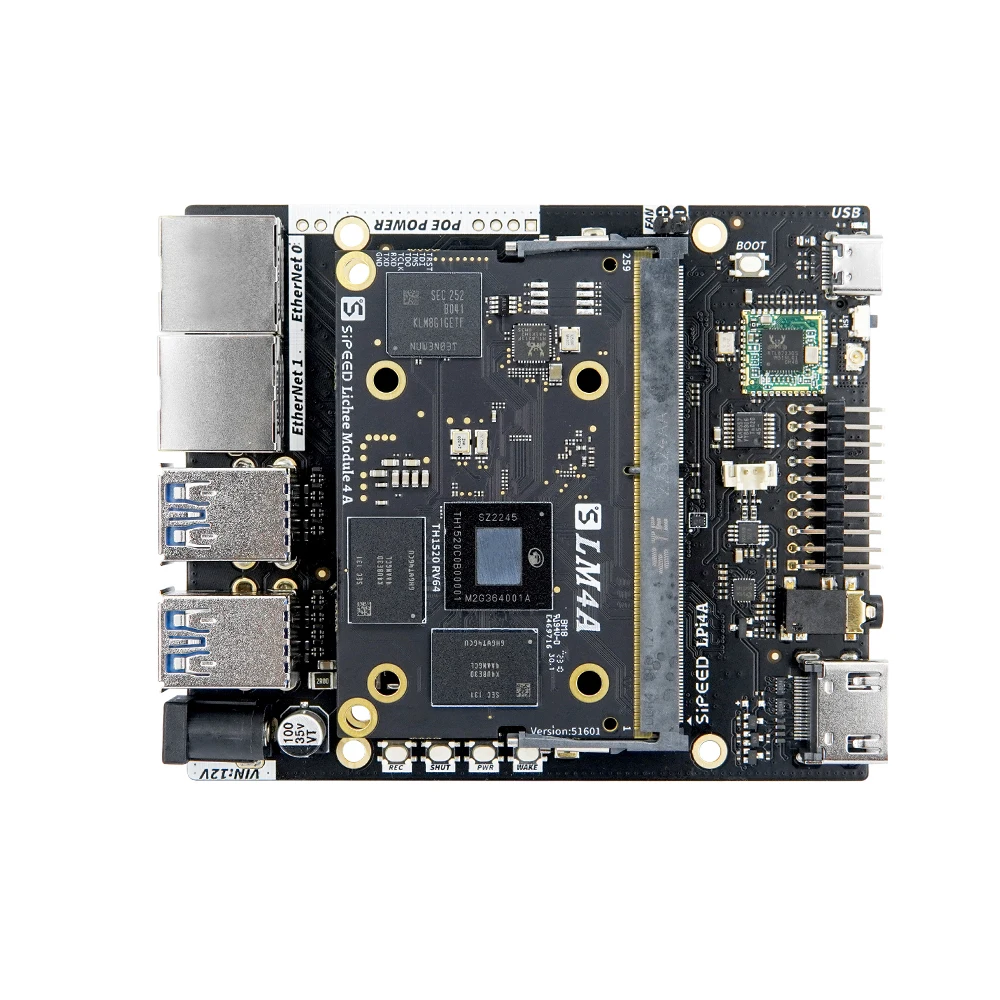 Sipeed LicheePi 4A Risc-V TH1520 Linux SBC Development Board 4TOPS NPU 50GFLOP GPU 16GB LPDDR4 128GB eMMC Single Board