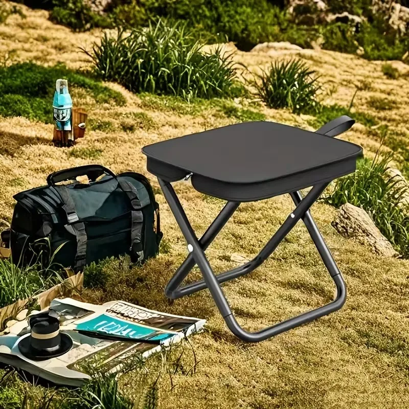 Portable Foldable Backpack Stool Lightweight Camping Picnic Fishing Chair with Mesh Bag Outdoor Adventure Seat for Hiking Travel