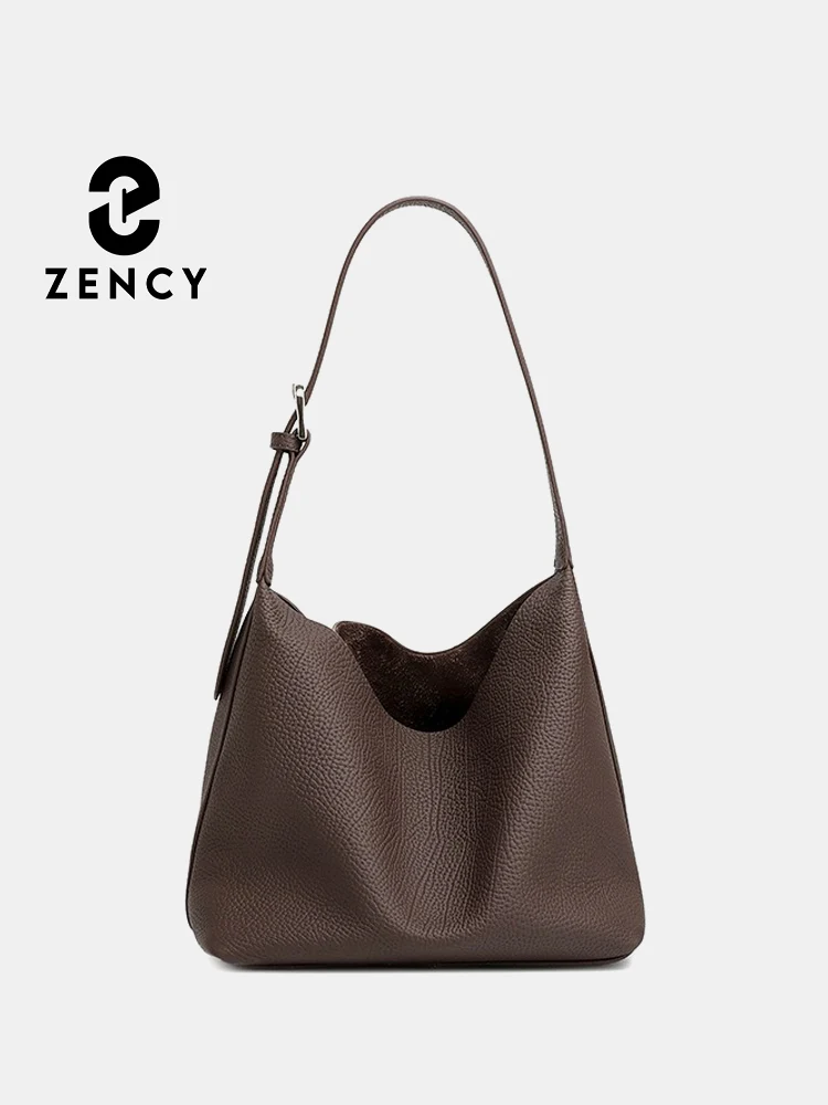 Zency Genuine Leather Women's Handbag Casual Bucket Crossbody Shoulder Bag for Ladies Natural Leather Mom Wife Gift Composite