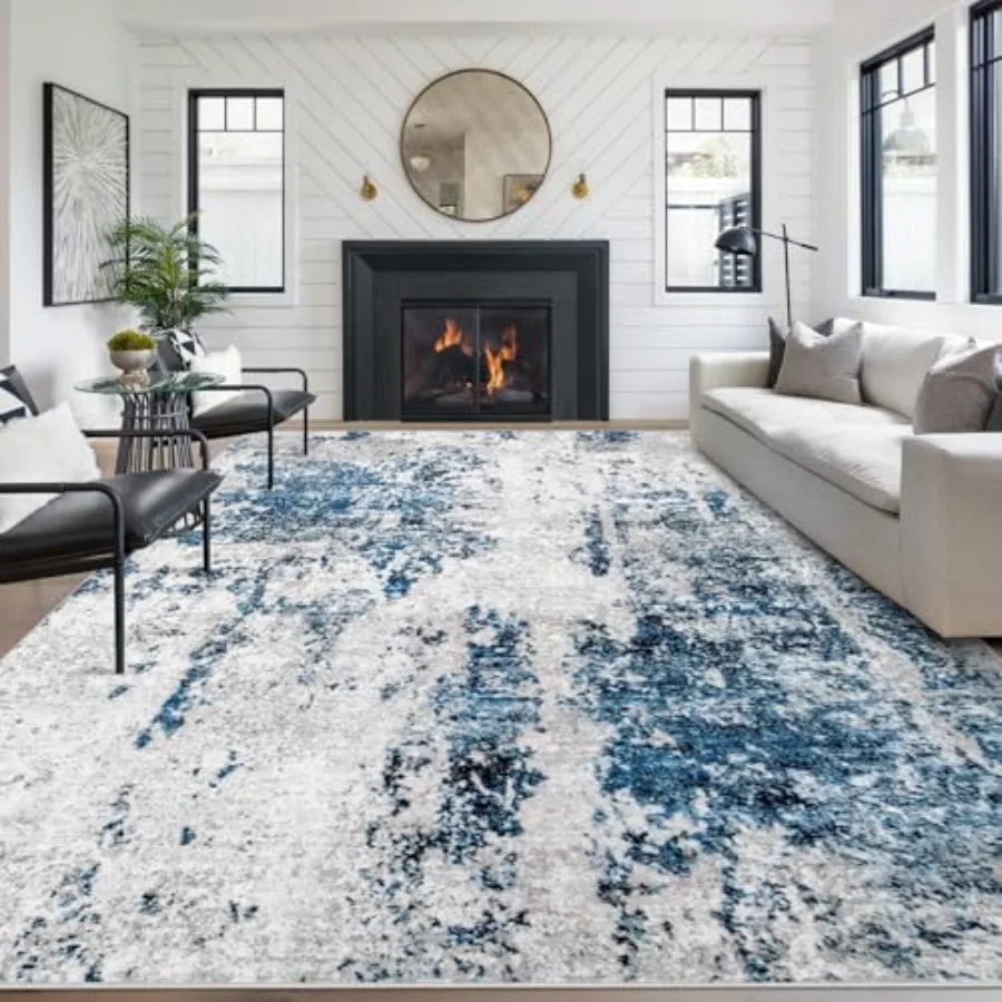 

Abstract Living Room Area Rug 8x10 Large Soft Washable Rug NonSlip NonShedding LowPile Indoor Floor Accent Carpet for Bedroom D