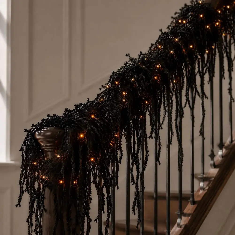 Halloween Branch Garland Spooky Led Vine Decoration Halloween Vine Garland with Led Lights Waterproof Faux Black for Mantle