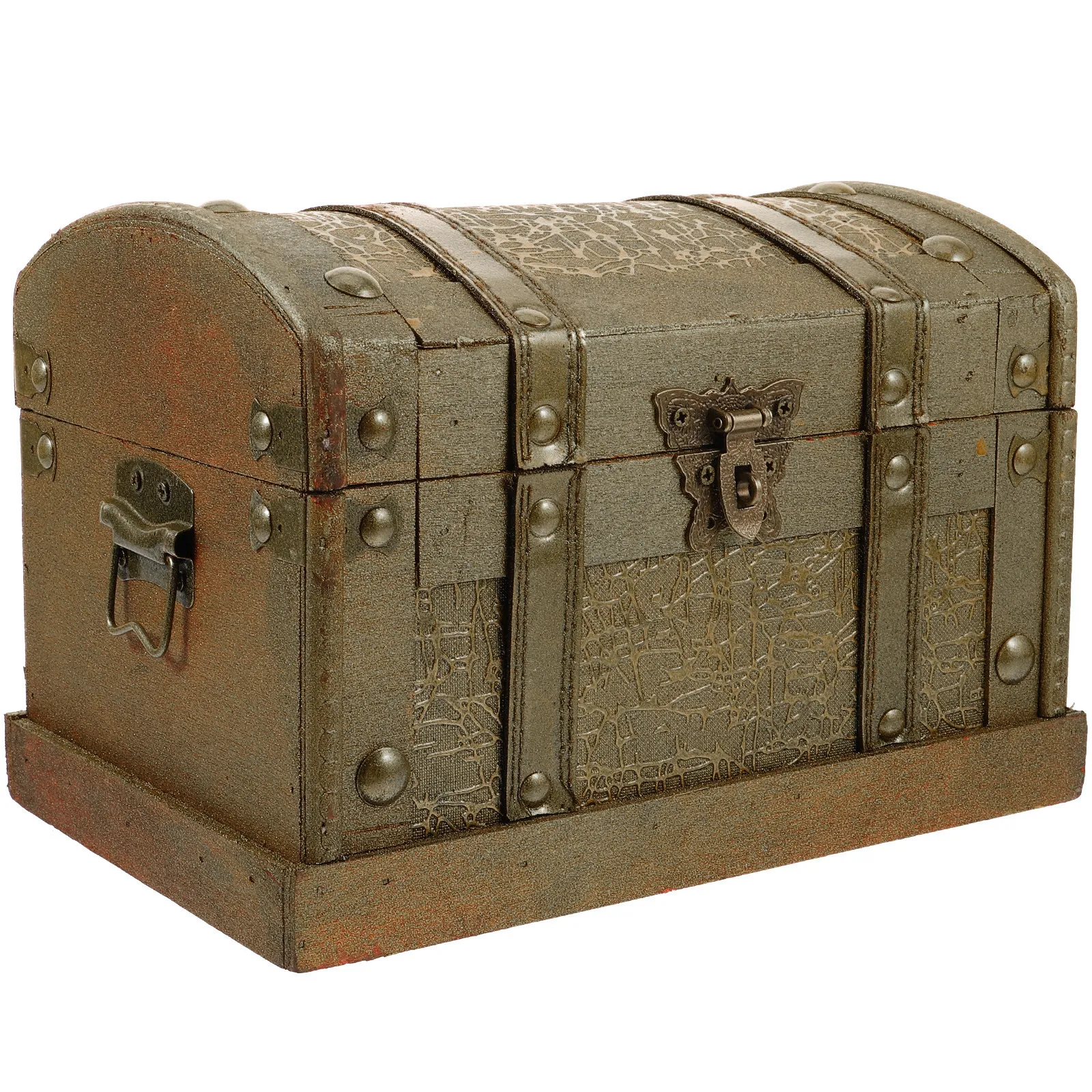 Wooden Vintage Pirate Treasure Box Small Size with Premium Metal Lock for Jewelry Makeup Gifts Memory Keepsake Dressing Table