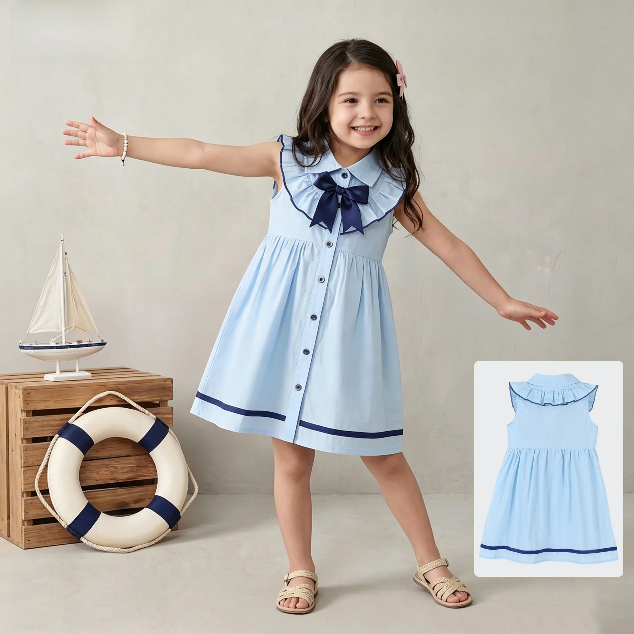 robe-d'ete-fine-sans-manches-pour-filles-col-rabattu-jupe-princesse-a-nœud-en-coton-doux-coupe-trapeze-respirante