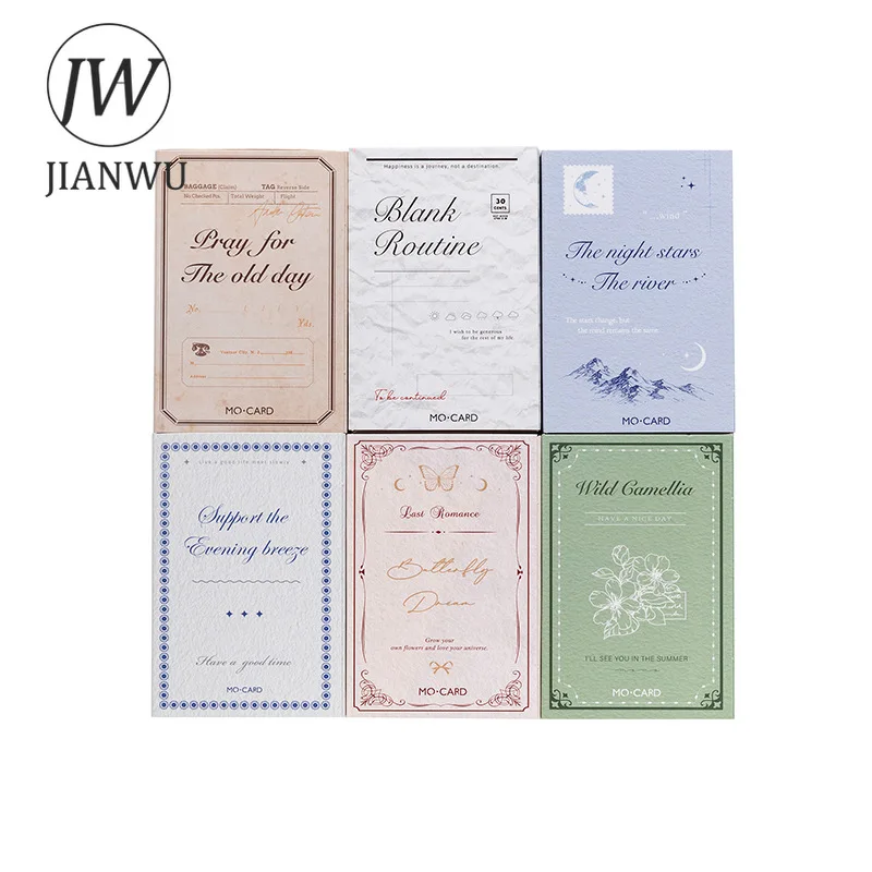 JIANWU Listen To The Temperature of The Wind Series Vintage Label Bronzing Material Collage Sticker Creative Journal Stationery