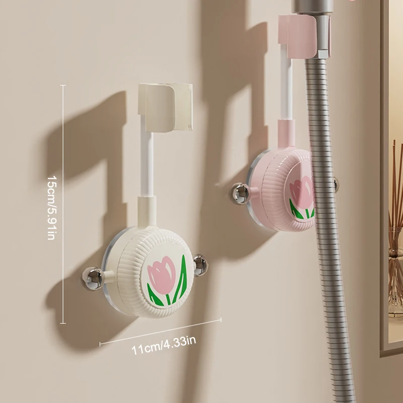 Soporte para cabezal de ducha Tulip 360 °   Soporte de ducha de mano montado en la pared con ventosa ajustable, Base sin perforaciones, accesorio de baño