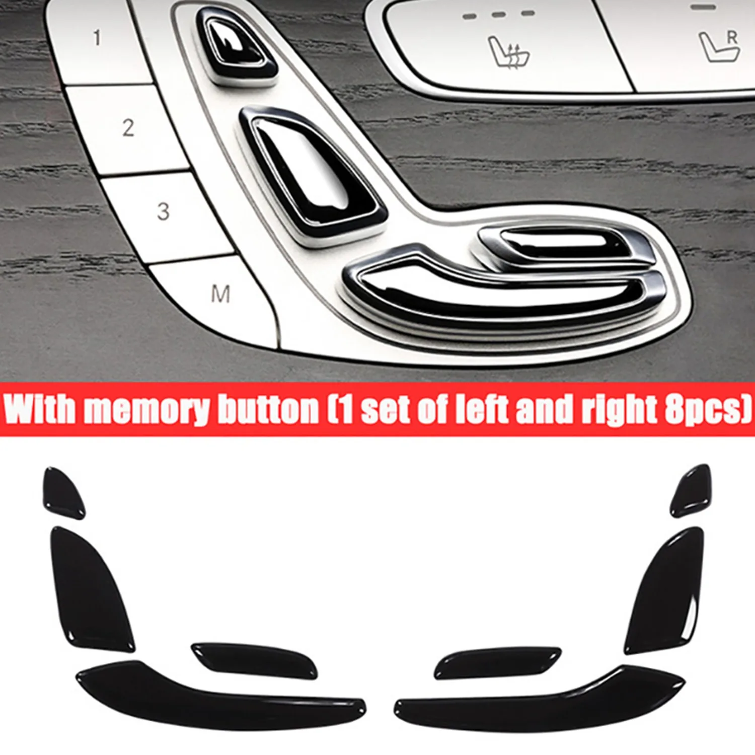 

Black Auto Car Door Seat Adjust Button Switch Cover Sticker Trim for Mercedes Benz E C GLC Cl W213 W205 X253