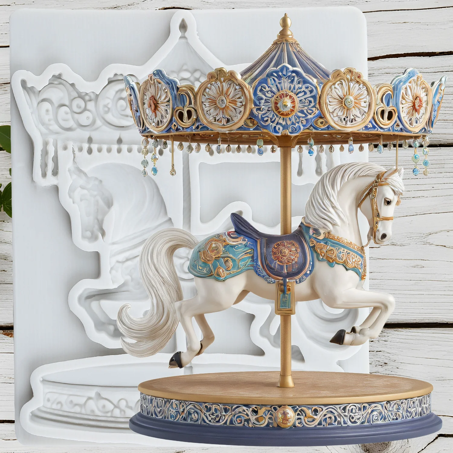 Carousel Silicone Molds Merry-Go-Round Fondant Cake Decorating Tools Cupcake Topper Chocolate Craft Gum Paste Polymer Clay