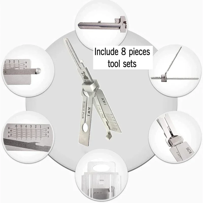 Lock Decoder Pick Professional Locksmith Tools Multifunctional Tool for Kwikset KW5 KW1 for Schlage SC1 SC4 for Door Maintenance